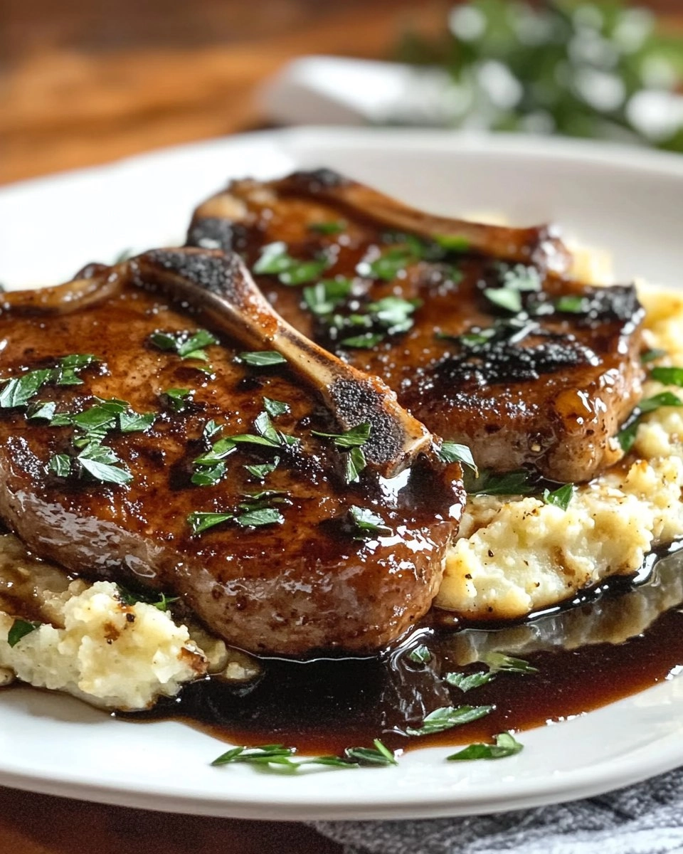 Balsamic Pork Chops with Cauli Mash