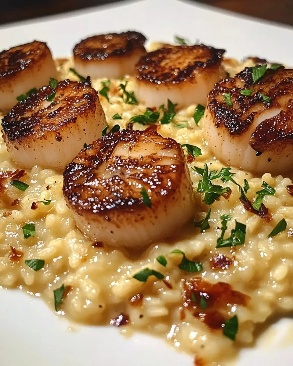 Champagne Risotto with Brown Butter Scallops