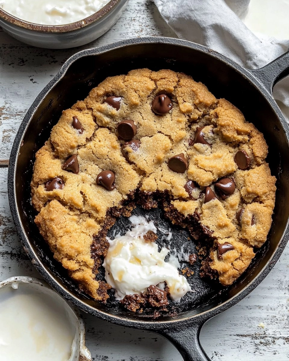 Chewy Gooey Chocolate Chip Skillet Cookie