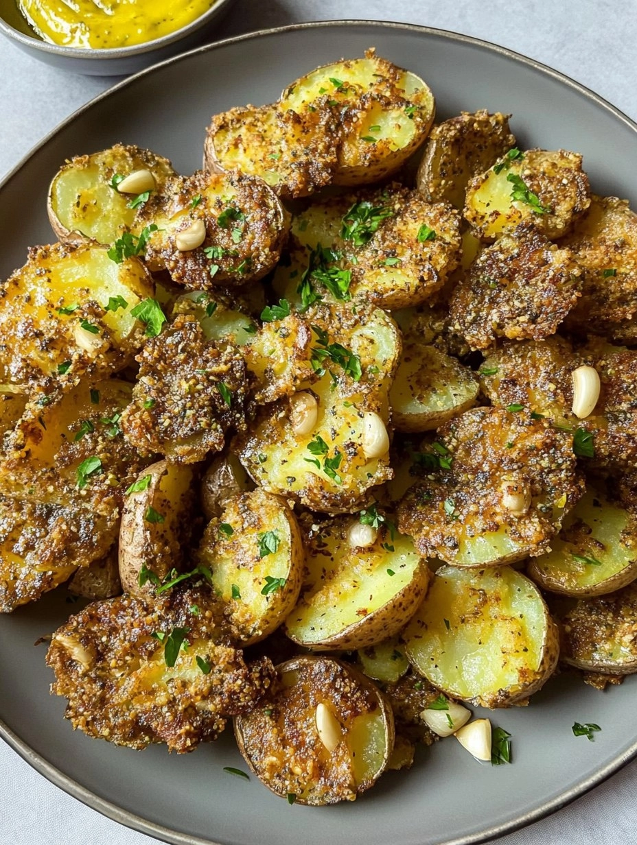 Crispy Smashed Potatoes with Garlic & Za'atar