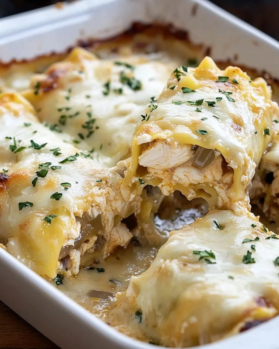 French Onion Chicken Lasagna Rollups 