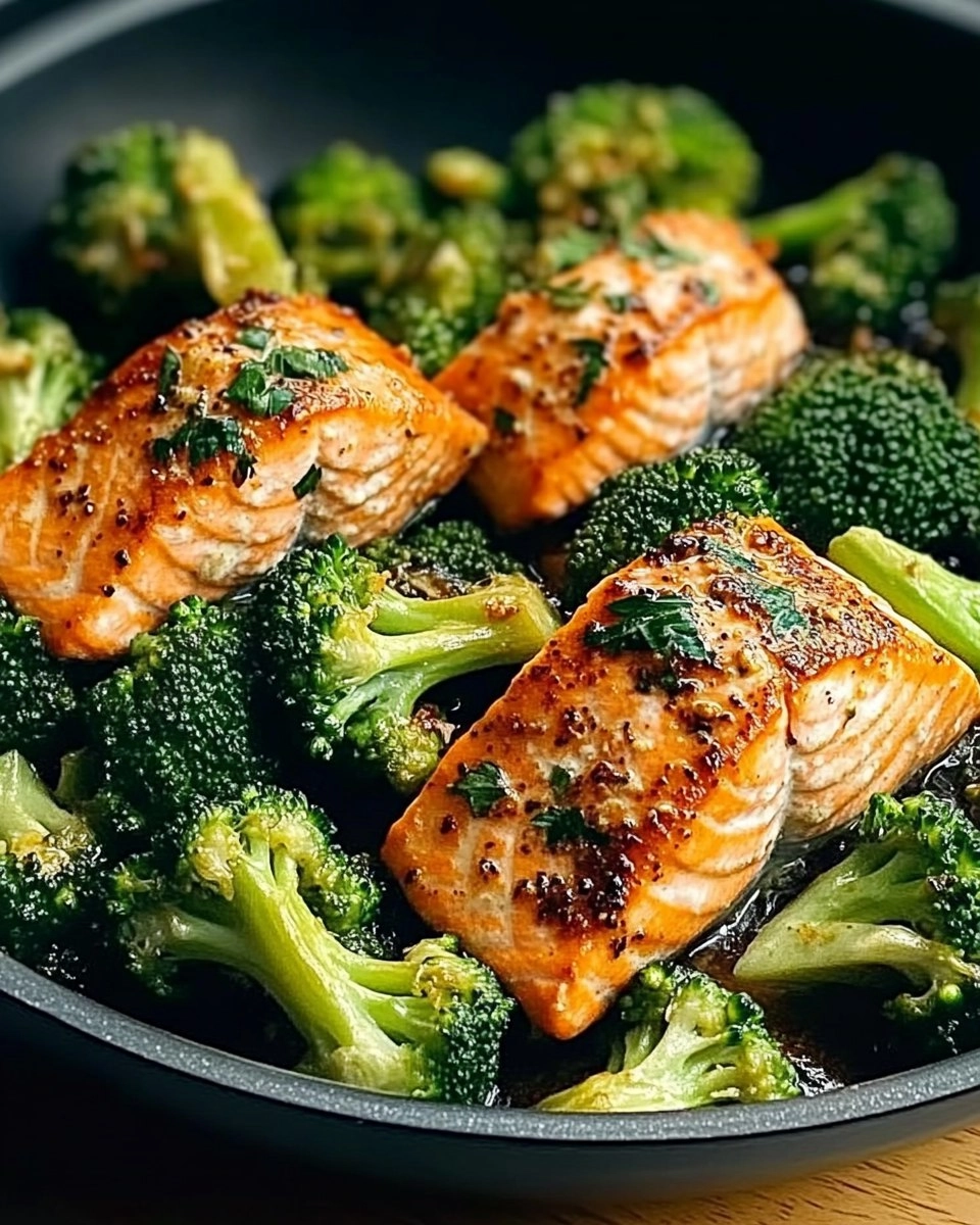 One-Skillet Garlicky Salmon & Broccoli