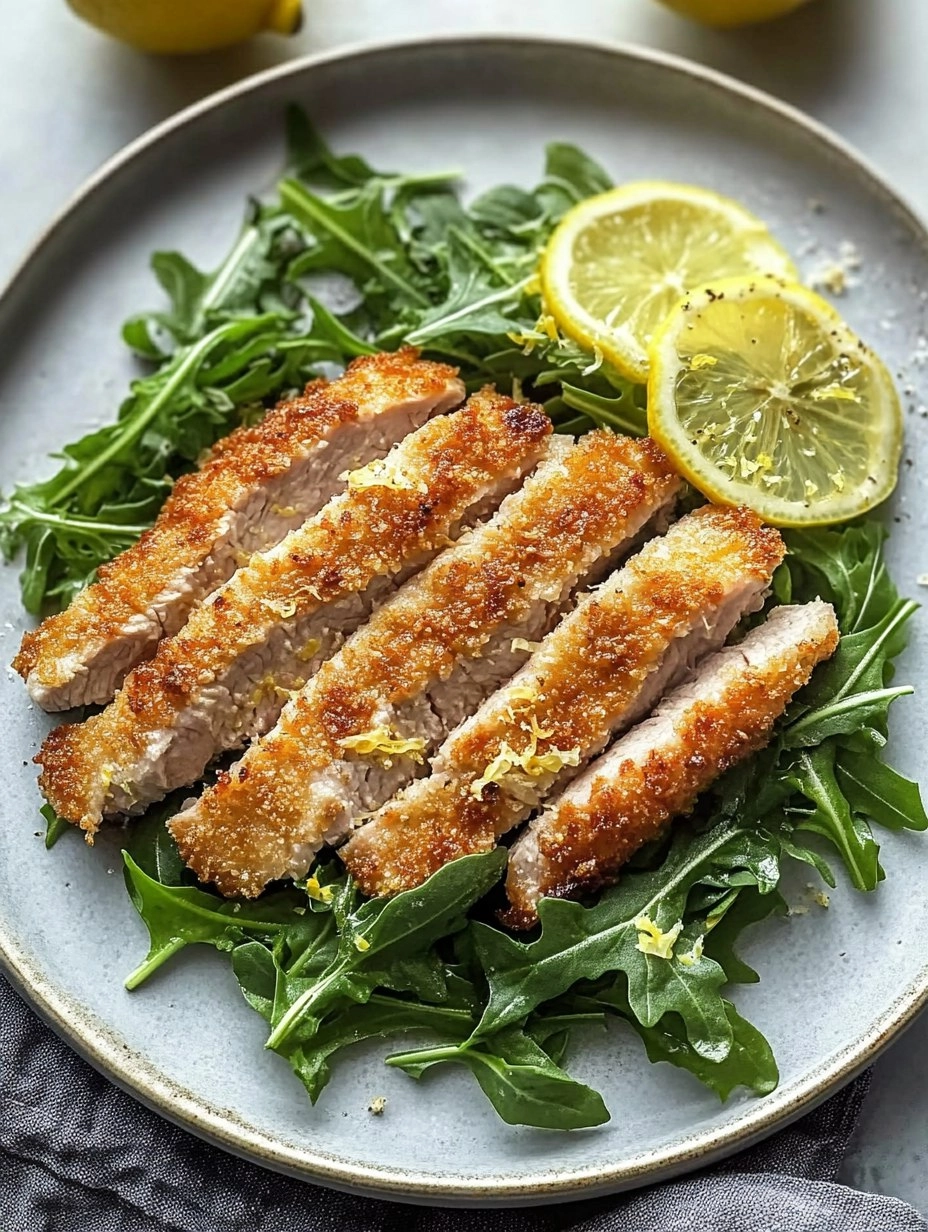 Pork Milanese with Lemon Parmesan Arugula