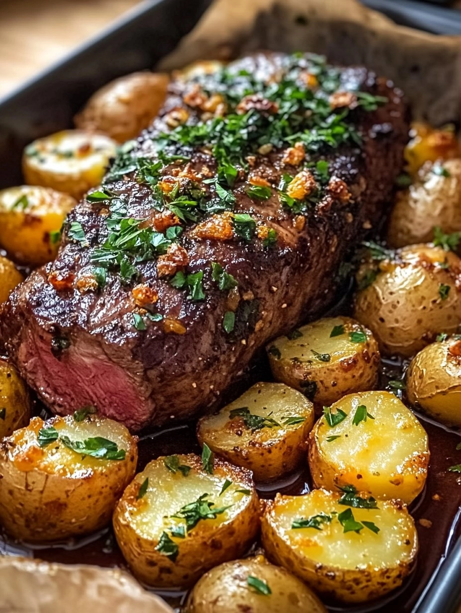 Roast Sirloin with Potato Bake
