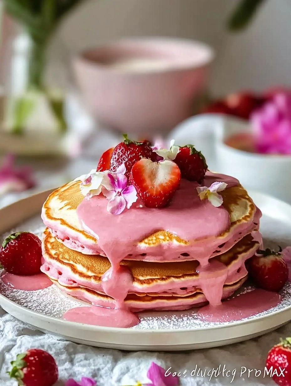 Romantic Brunch Ideas Pink Pancakes