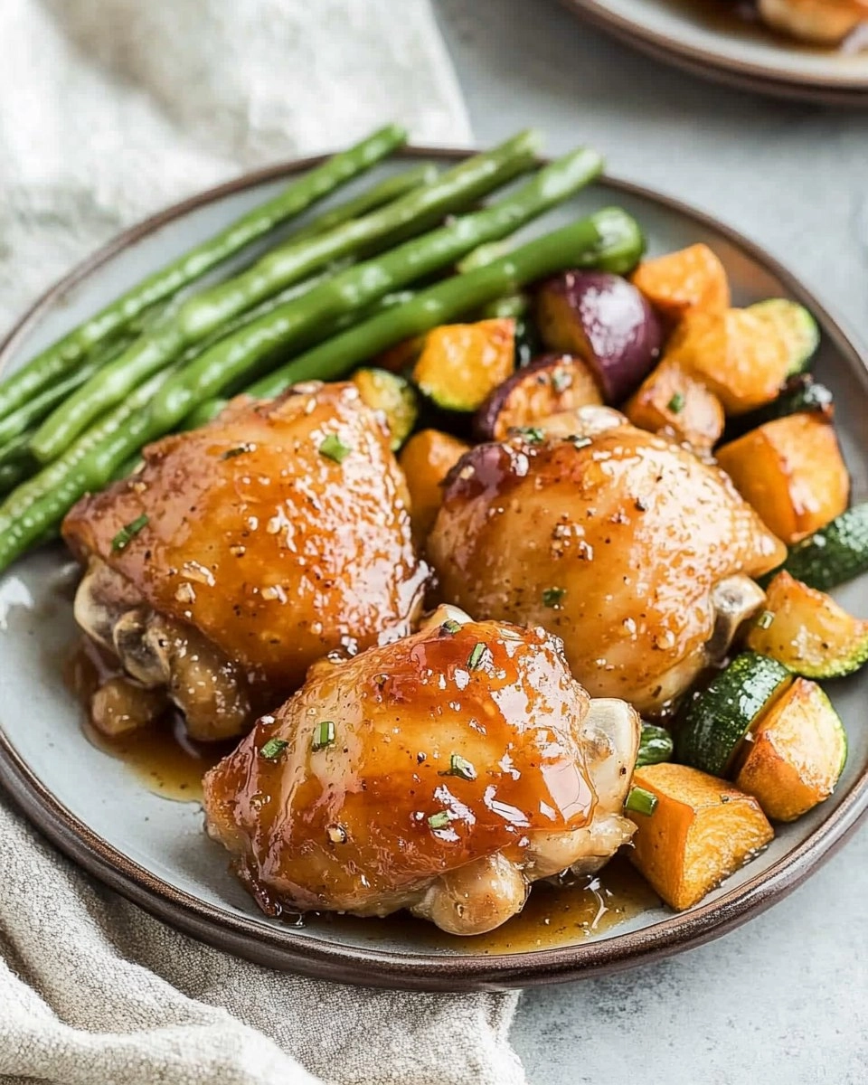 Baked Honey Garlic Chicken Thighs with Veggies