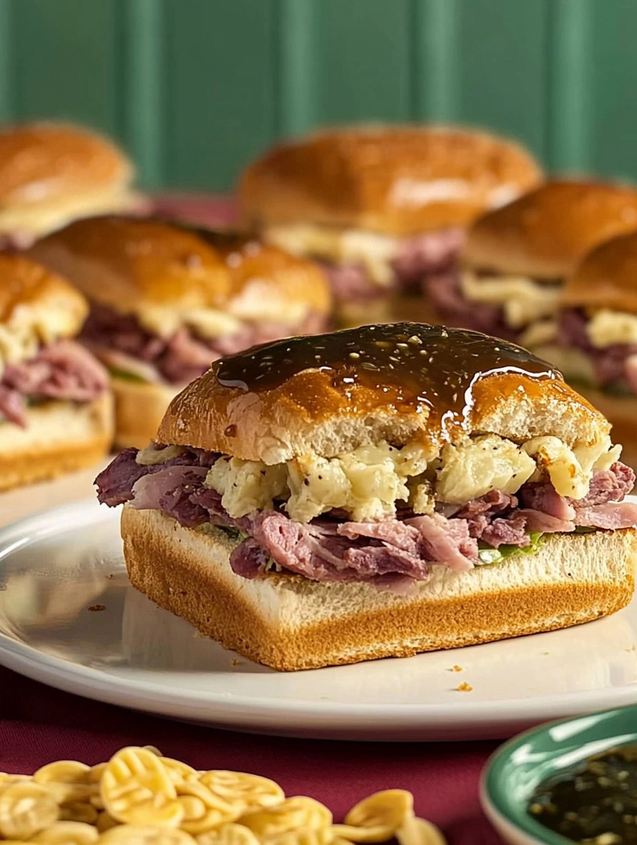 Baked Reuben Sliders with Thousand Island Glaze