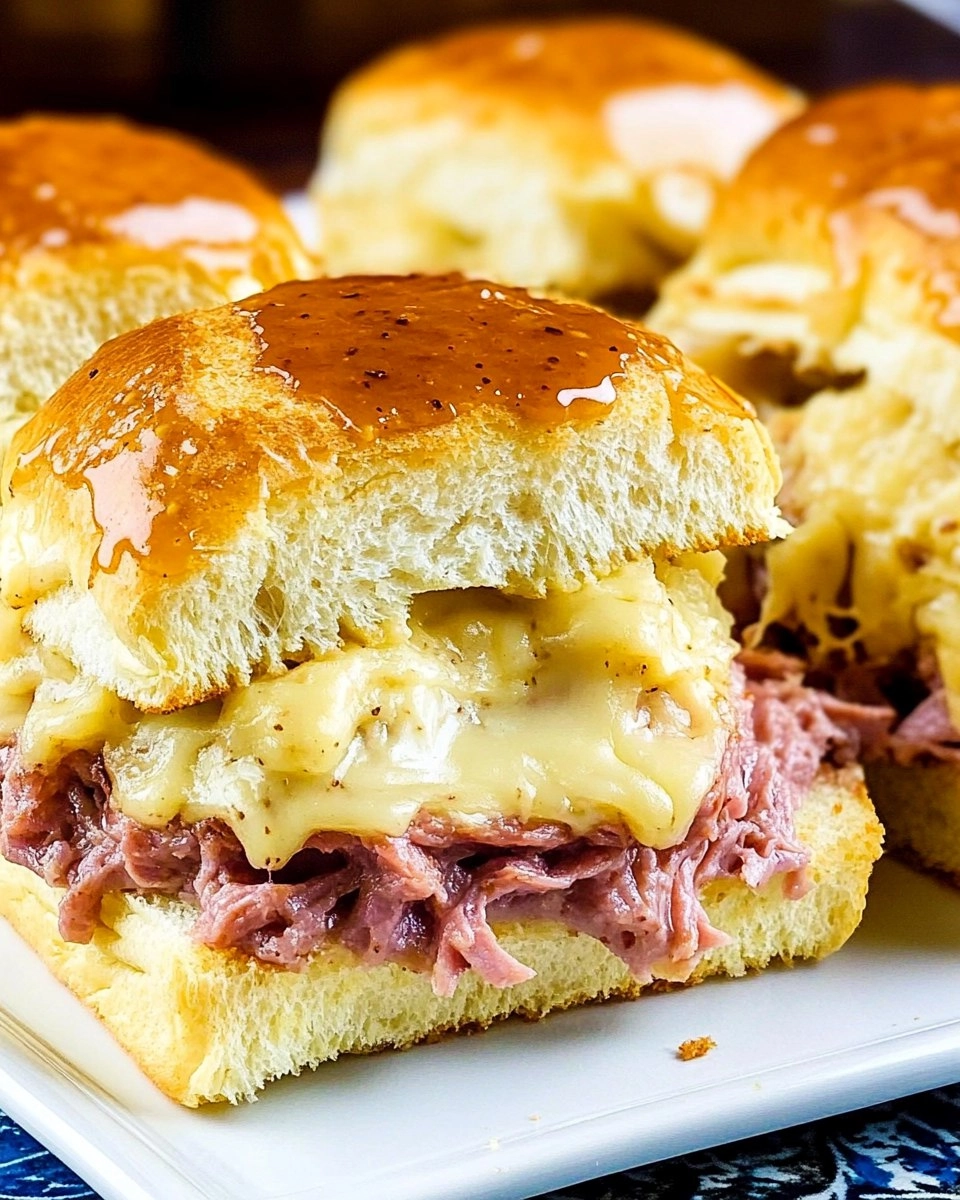 Baked Reuben Sliders with Thousand Island Glaze