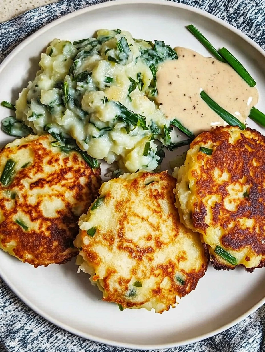 Cheesy Colcannon Potato Cakes with Scallions