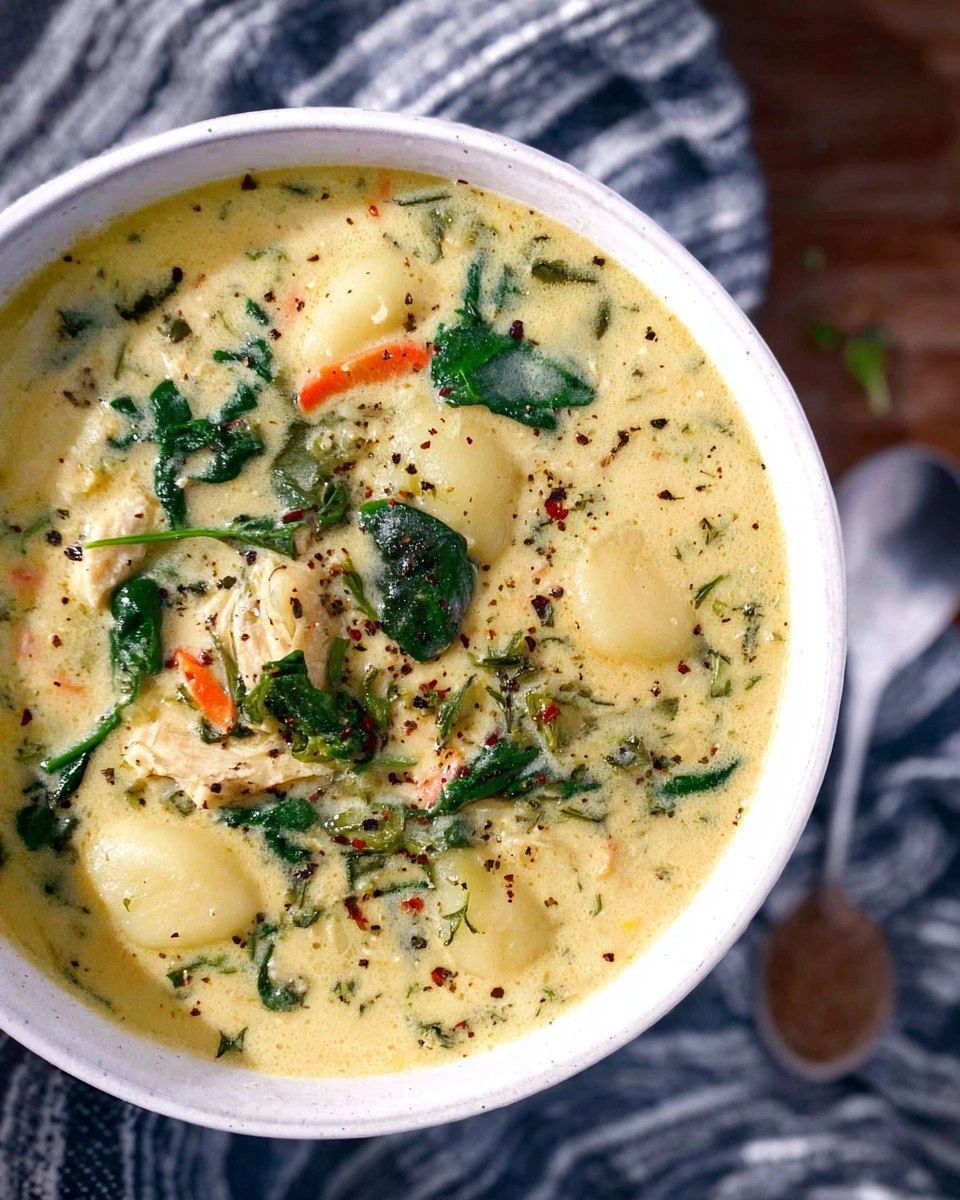 Creamy Chicken & Gnocchi Soup with Spinach