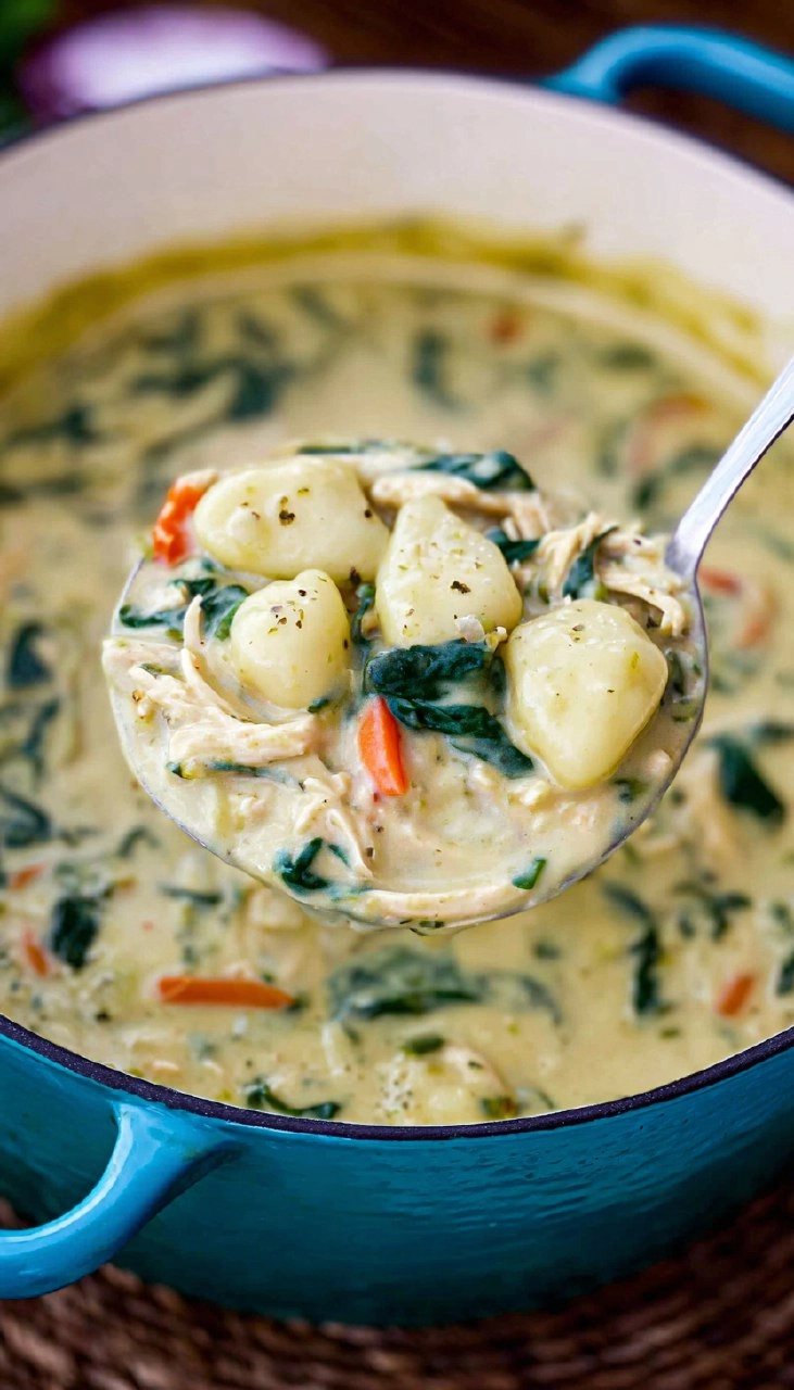 Creamy Chicken & Gnocchi Soup with Spinach