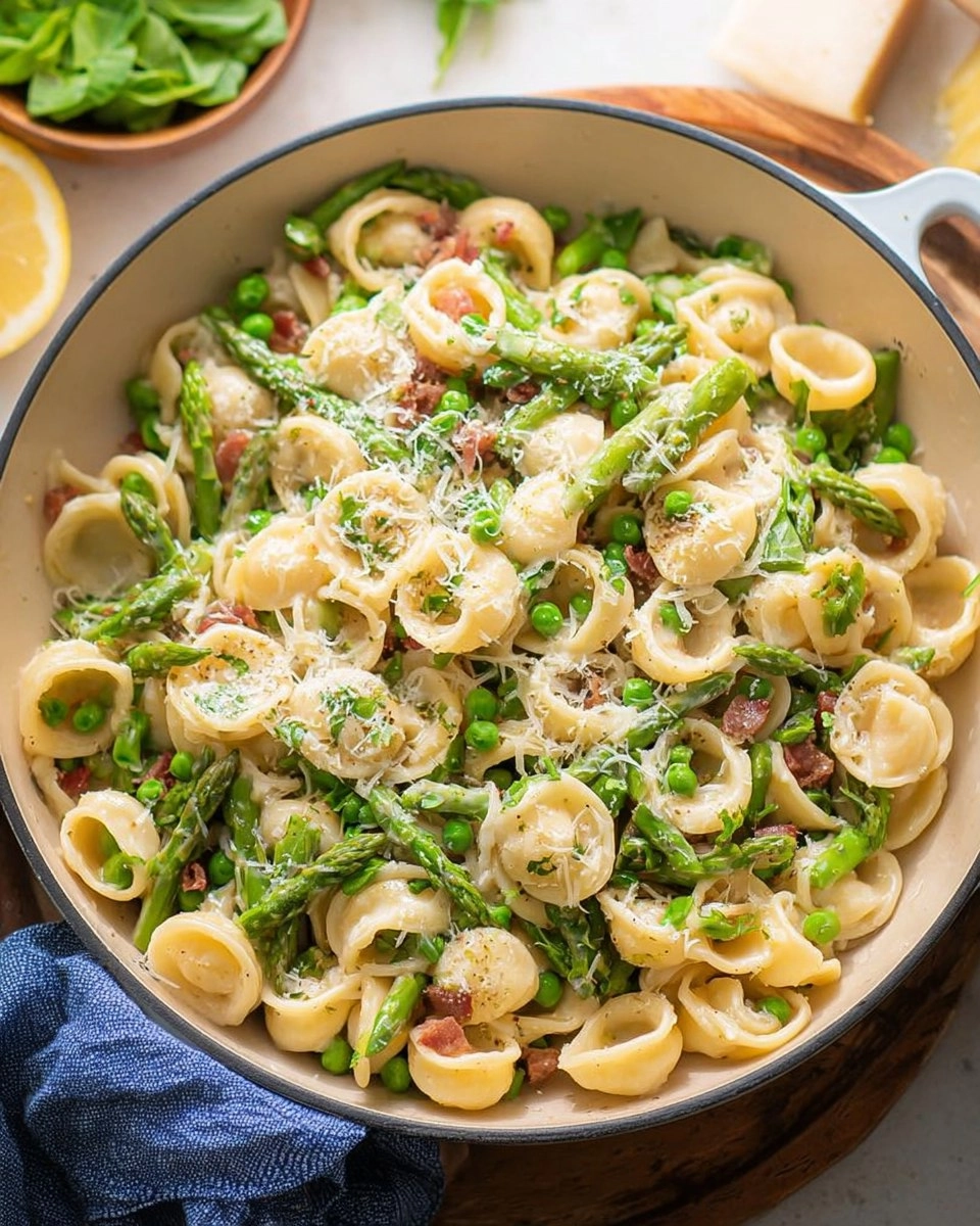 Creamy Lemon Asparagus Pasta with Peas & Parmesan