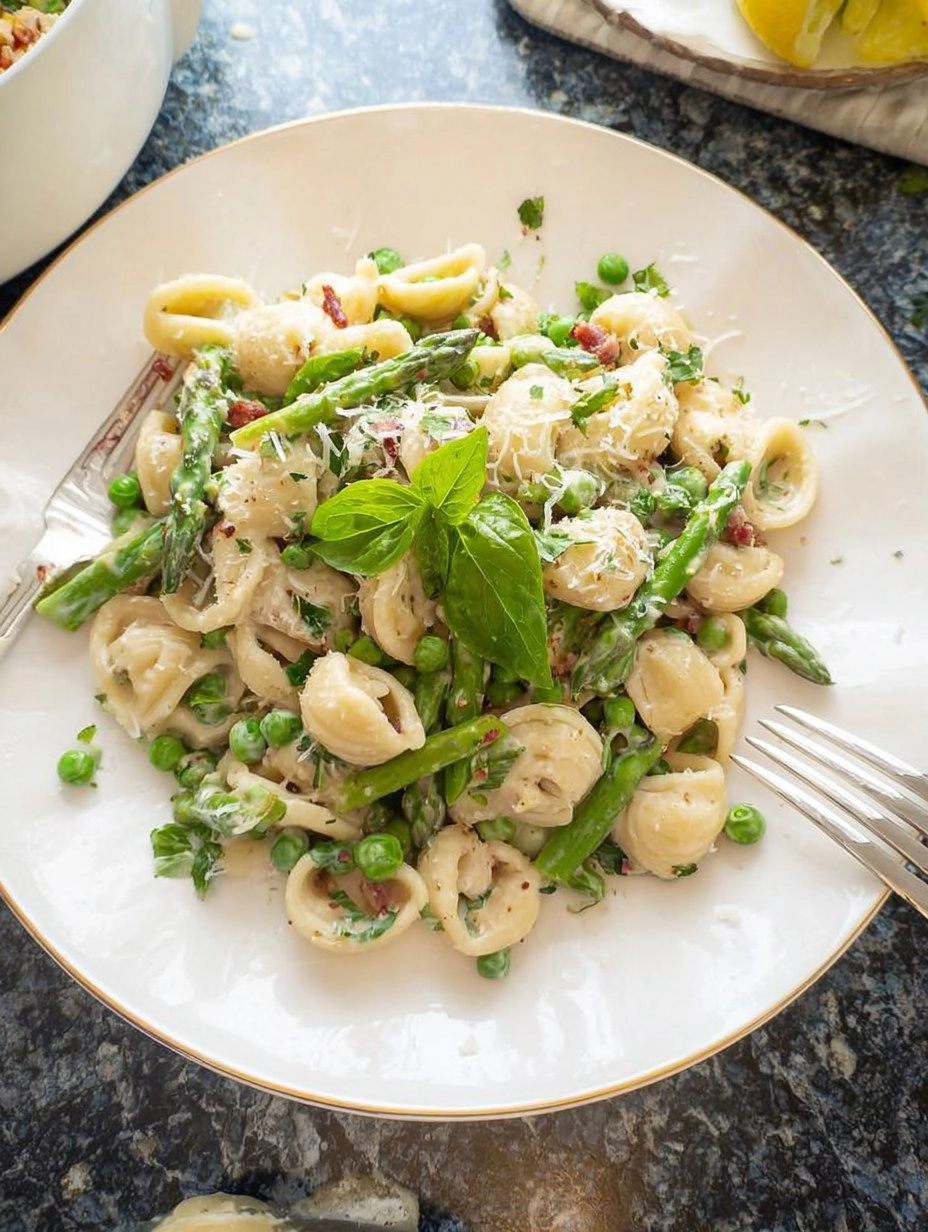 Creamy Lemon Asparagus Pasta with Peas & Parmesan