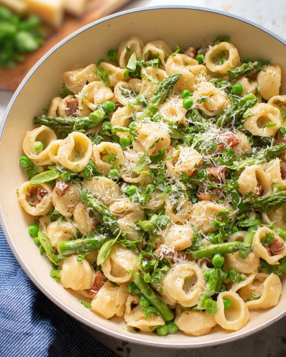 Creamy Lemon Asparagus Pasta with Peas & Parmesan
