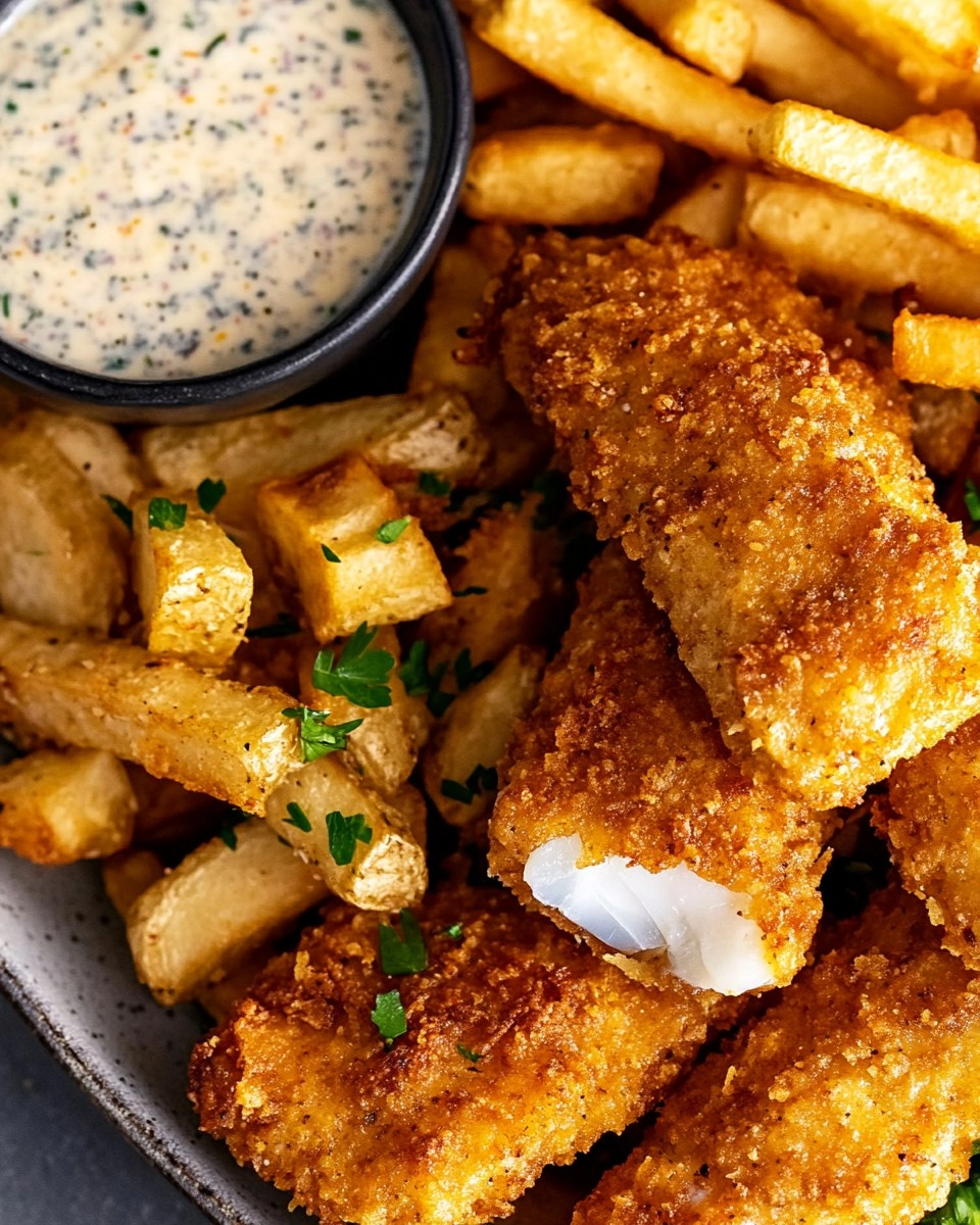 Crispy Baked Fish & Chips with Tartar Sauce