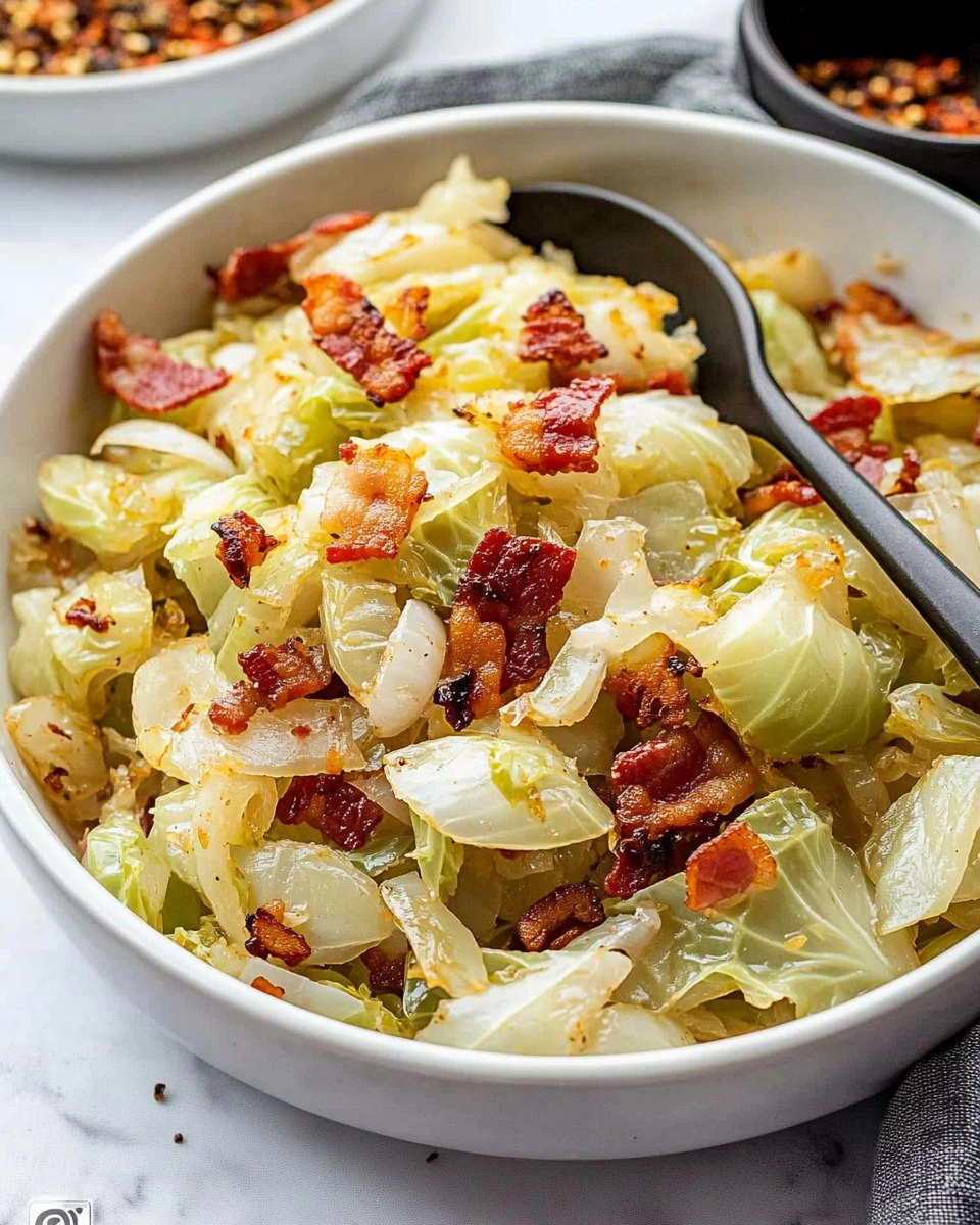 Crispy Pan-Fried Cabbage with Bacon & Onions