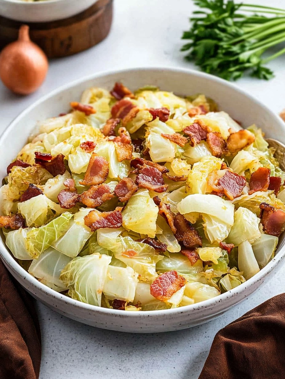 Crispy Pan-Fried Cabbage with Bacon & Onions