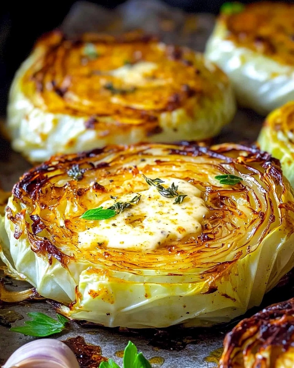 Crispy Roasted Parmesan Cabbage Steaks with Garlic Herb Butter
