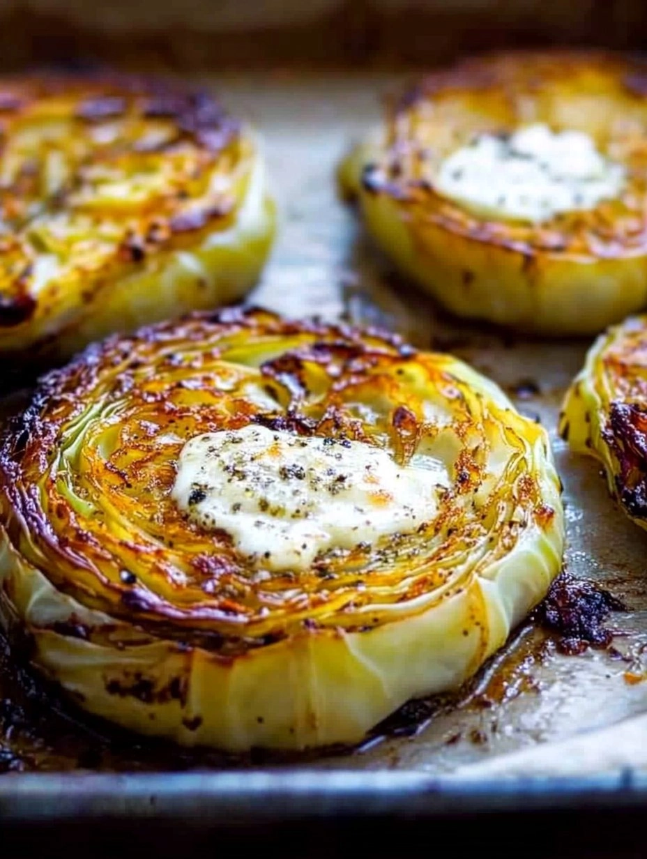 Crispy Roasted Parmesan Cabbage Steaks with Garlic Herb Butter