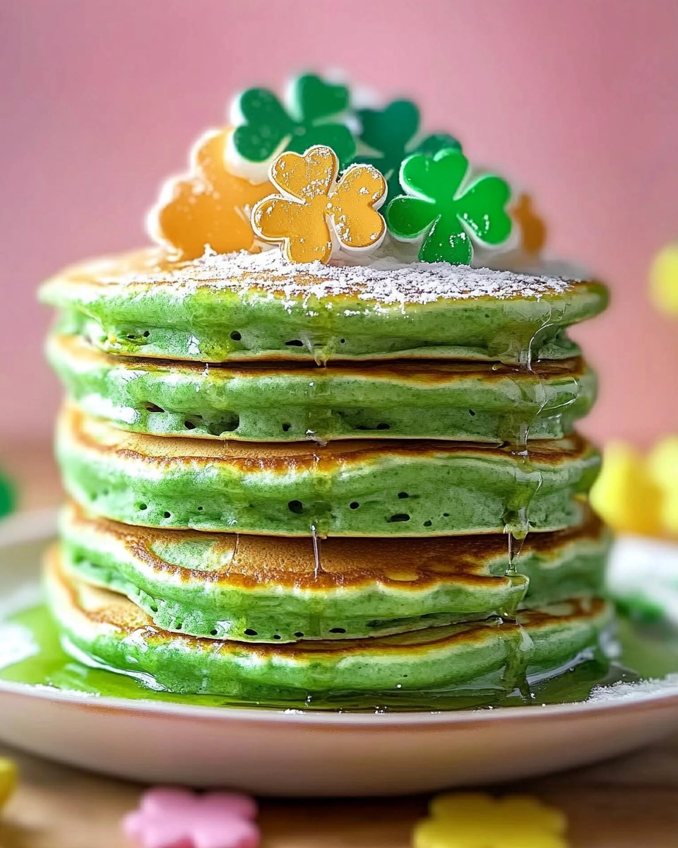 Fluffy St. Patricks Day Green Buttermilk Pancakes