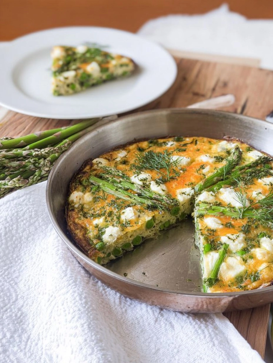 Herb & Goat Cheese Frittata with Asparagus and Peas