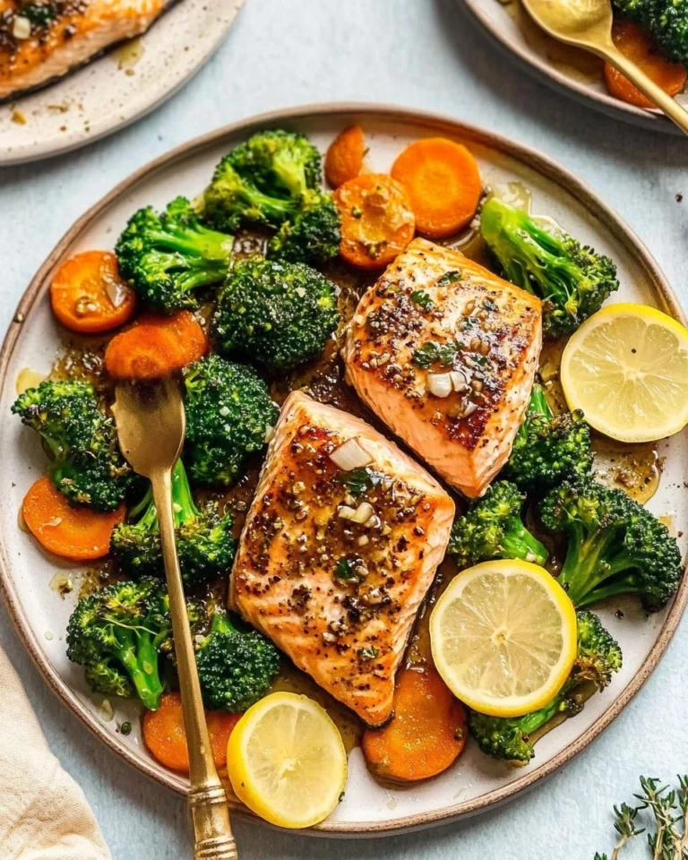 Honey-Garlic-Sheet-Pan-Salmon-with-Broccoli-Carrots-Recipe