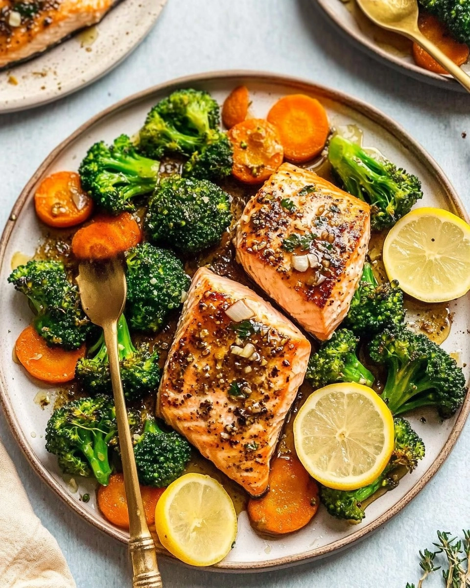 Honey Garlic Sheet-Pan Salmon with Broccoli & Carrots