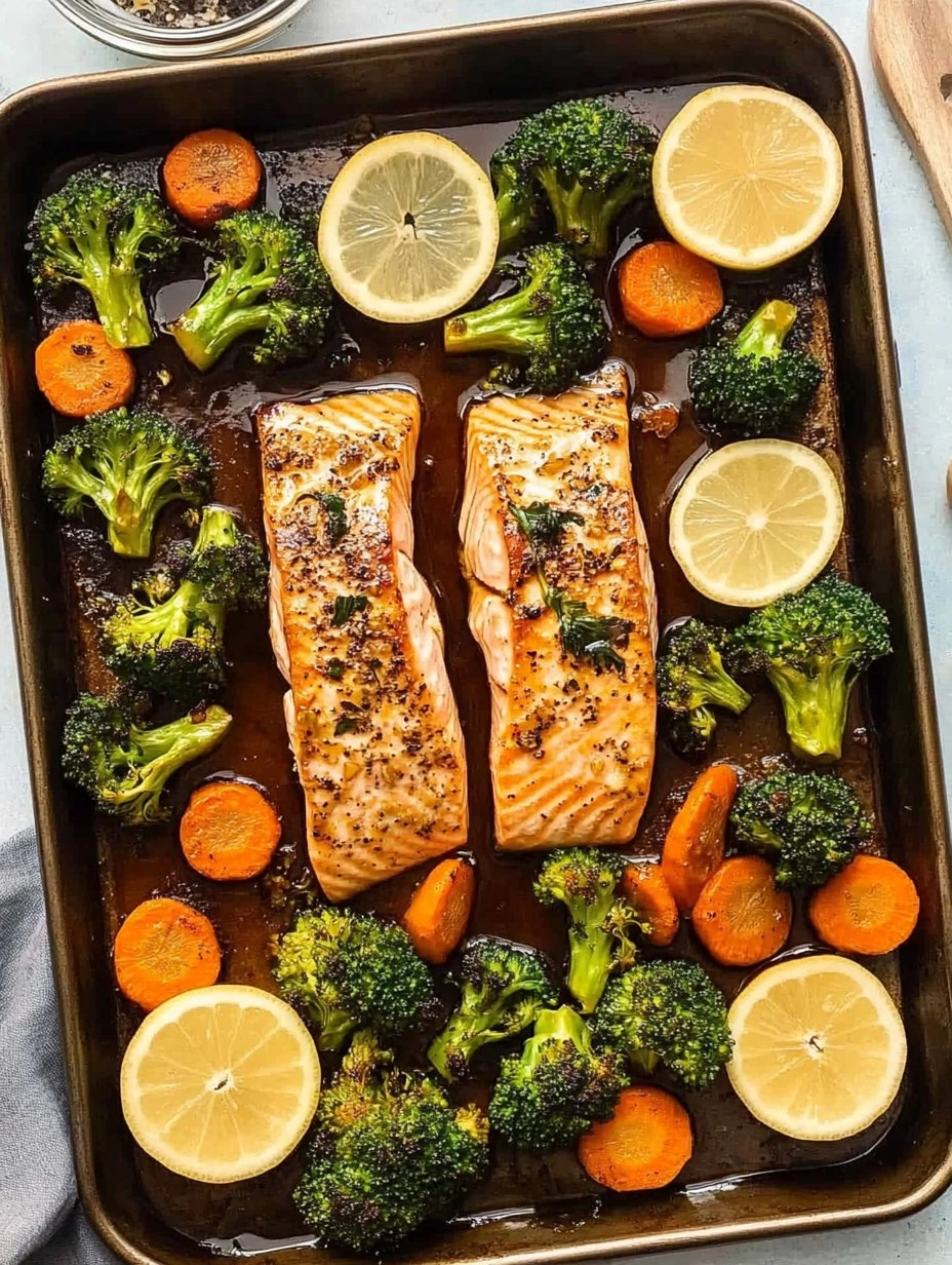 Honey Garlic Sheet-Pan Salmon with Broccoli & Carrots