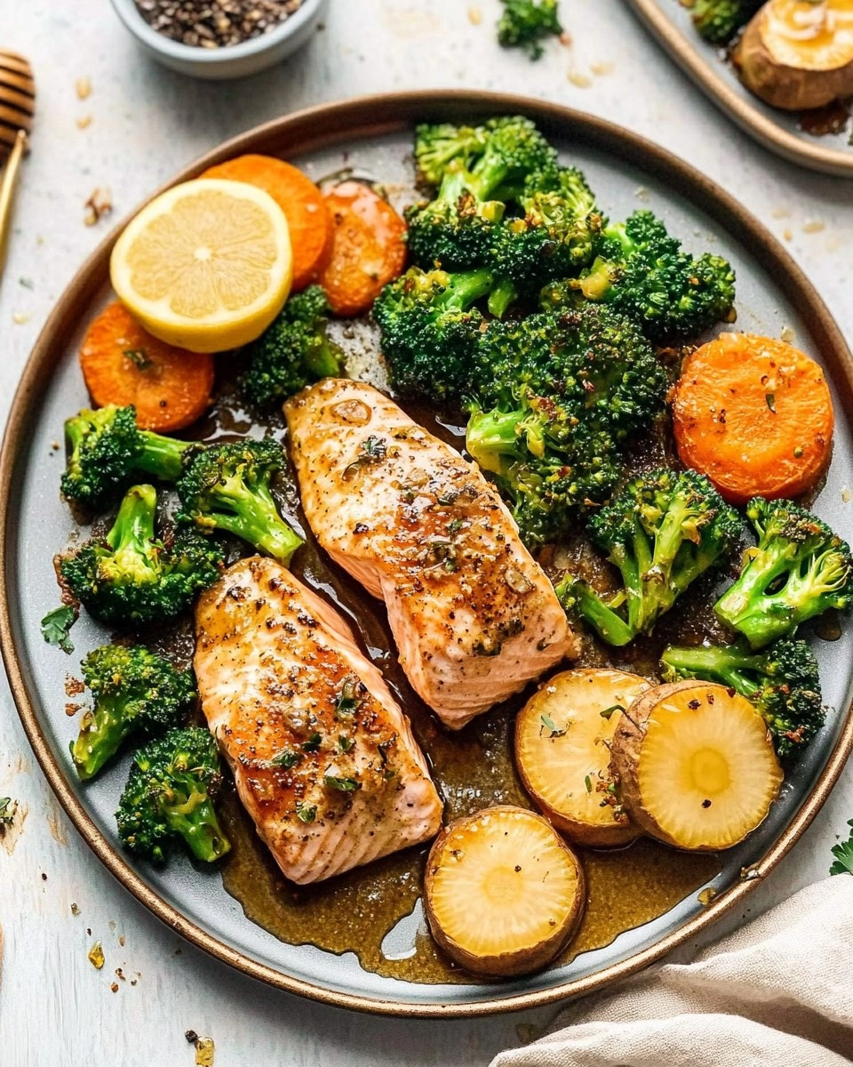 Honey Garlic Sheet-Pan Salmon with Broccoli & Carrots