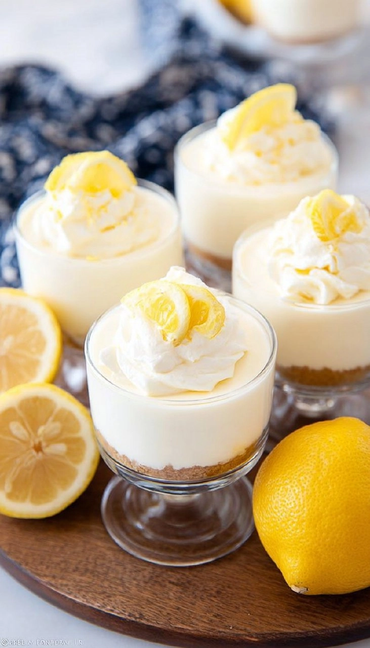 No-Bake Lemon Cheesecake Cups with Vanilla Cookie Crust