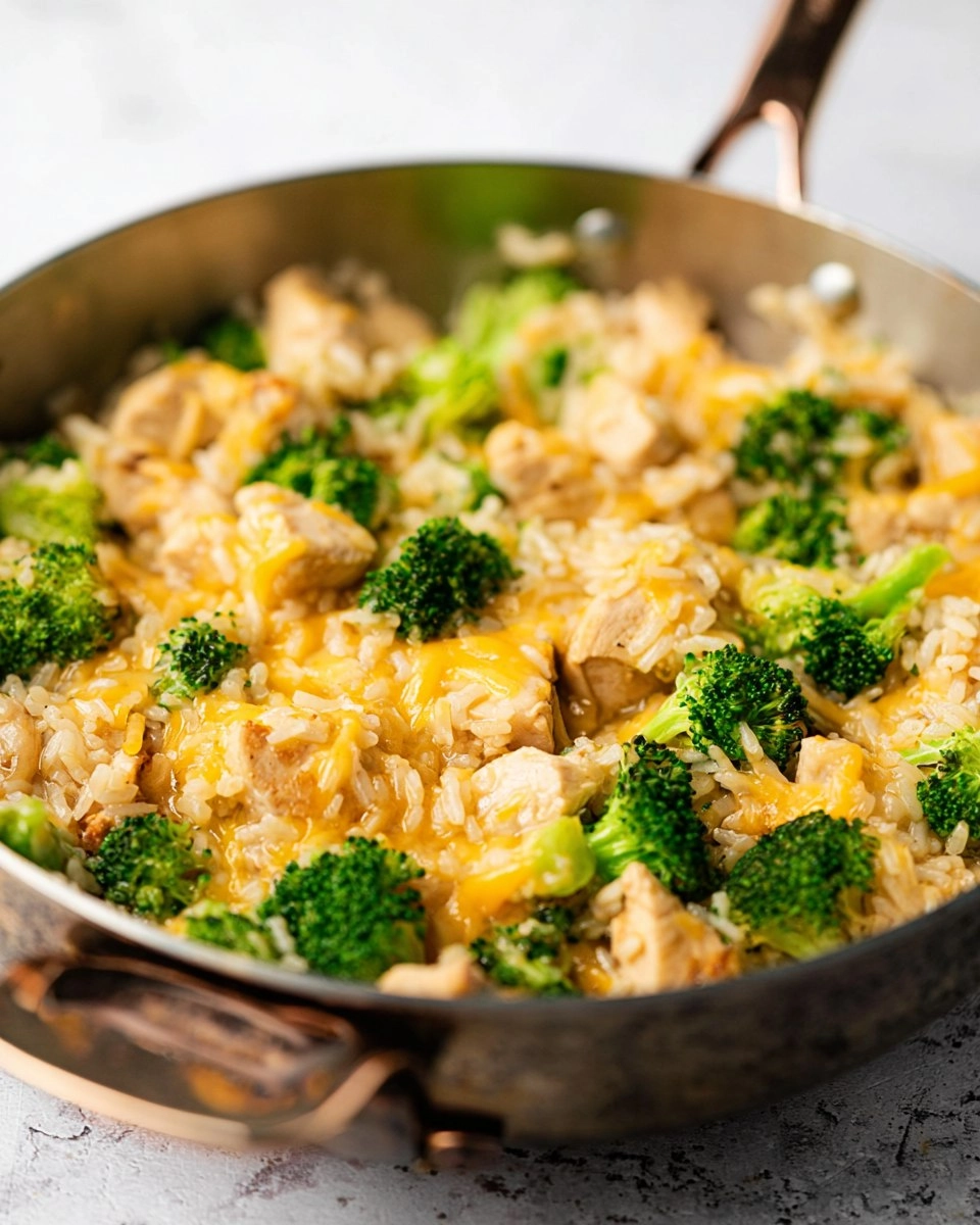 One Pan Cheesy Chicken Broccoli and Rice