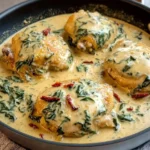 One-Pan-Creamy-Tuscan-Chicken-Thighs-with-Spinach-Sun-Dried-Tomatoes-Recipe