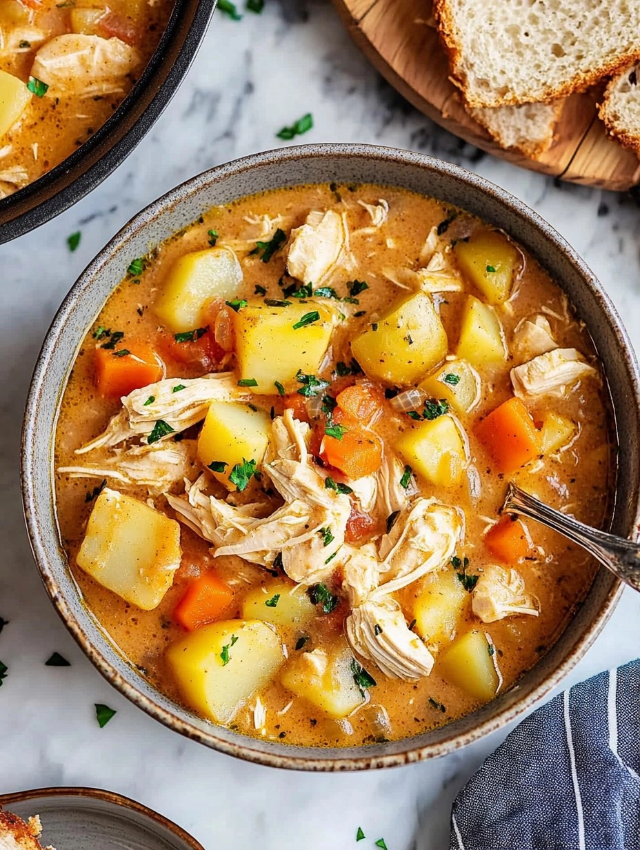 One-Pot Creamy Chicken & Potato Stew (Stovetop or Slow Cooker)