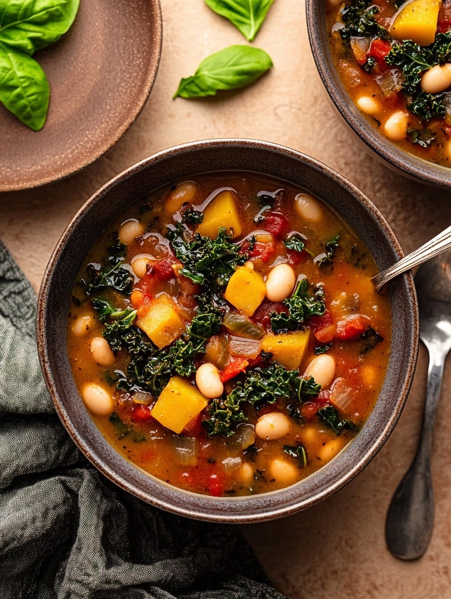 One-Pot Creamy Tuscan White Bean & Kale Soup