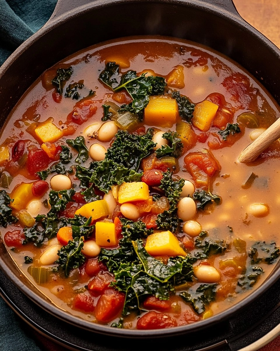 One-Pot Creamy Tuscan White Bean & Kale Soup