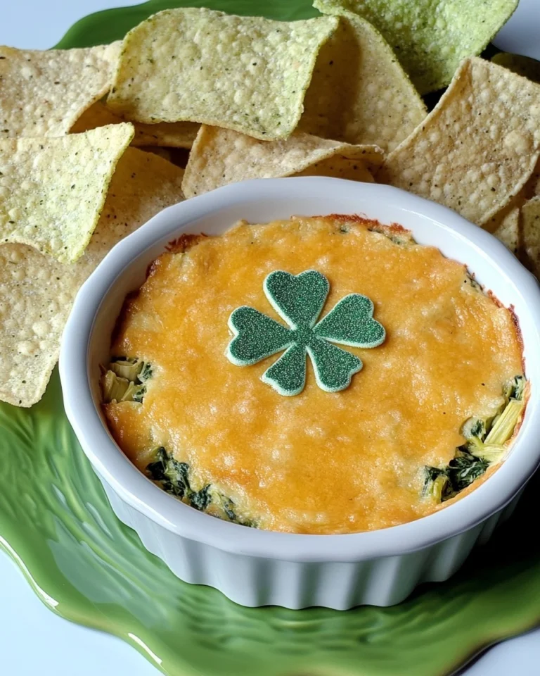 Shamrock-Spinach-Artichoke-Dip-with-Green-Tortilla-Chips-Recipe