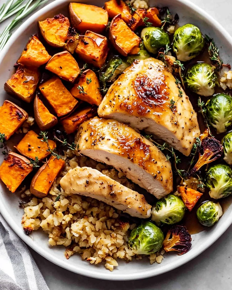 Sheet-Pan Maple Dijon Chicken with Brussels Sprouts & Sweet Potatoes