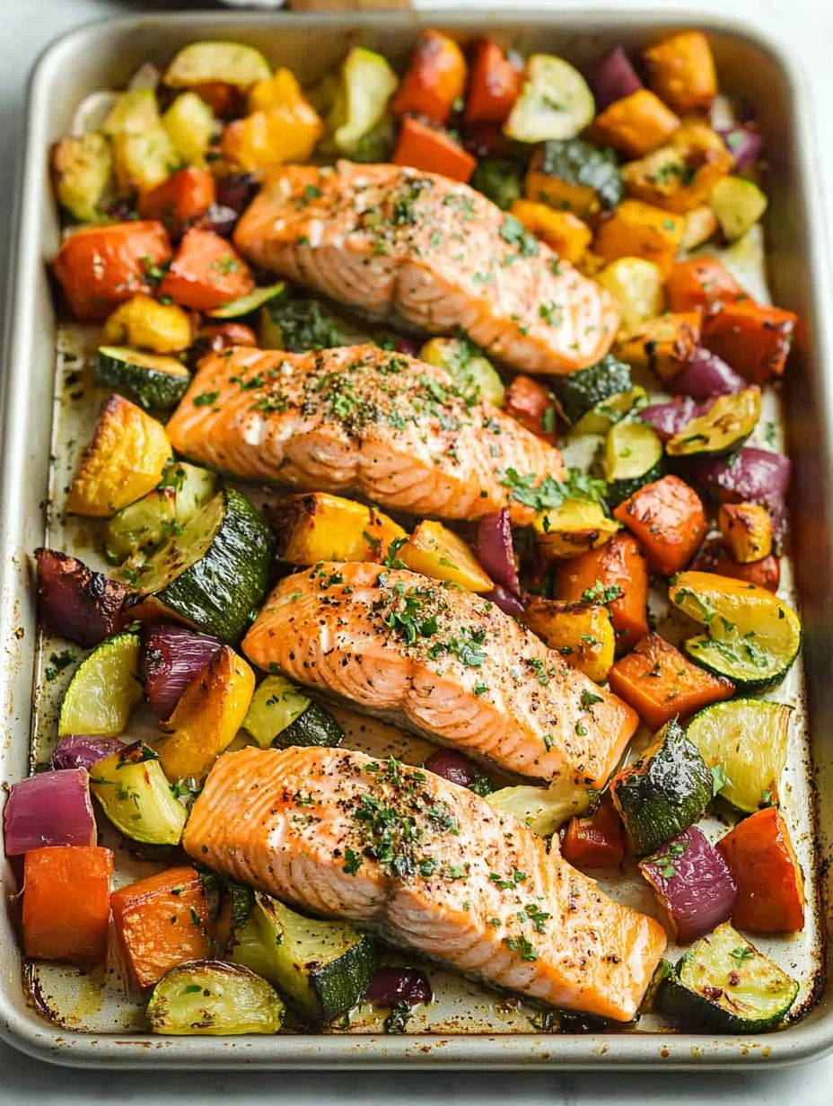 Sheet Pan Salmon | Baked Salmon with Roasted Vegetables