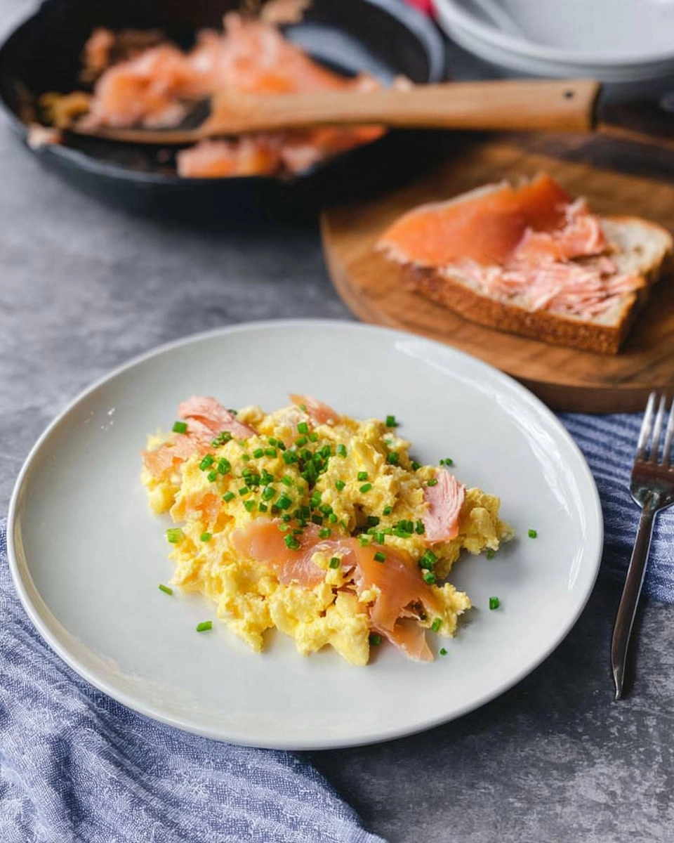 Soft Scrambled Eggs with Smoked Salmon & Chives (Toast or Bagel)