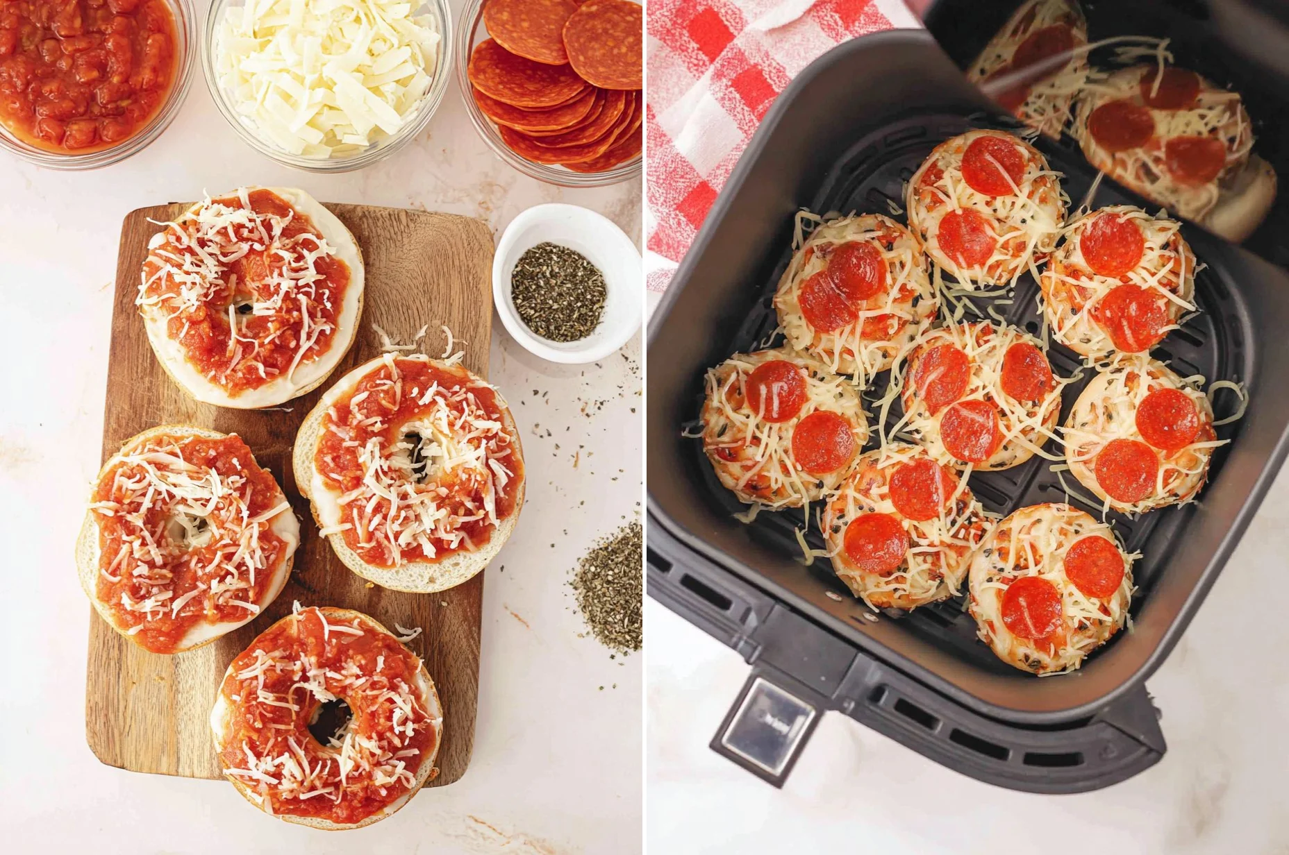 Air Fryer Bagel Pizza