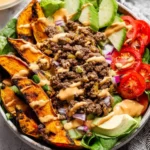 Burger Bowls with Chipotle Ranch Sweet Potato Fries 116 Burger-Bowls-with-Chipotle-Ranch-Sweet-Potato-Fries-Recipe