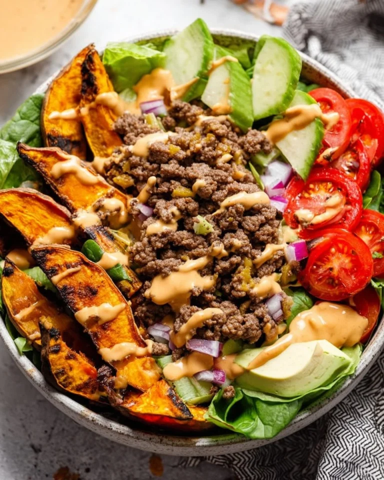 Burger-Bowls-with-Chipotle-Ranch-Sweet-Potato-Fries-Recipe