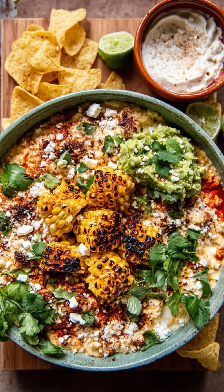 Cinco de Mayo Street Corn Dip & Guacamole Board