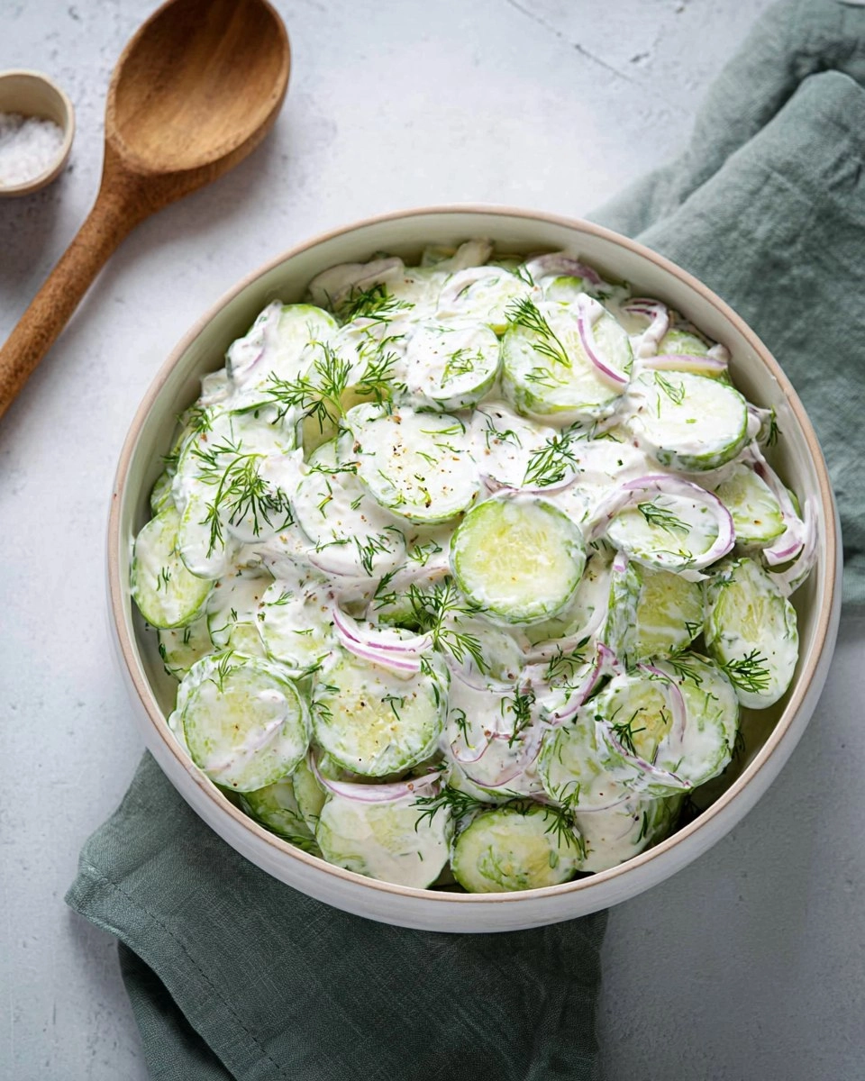 Creamy Cucumber Salad with Sour Cream & Dill