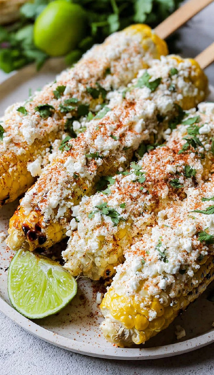 Elote | Grilled Mexican Street Corn with Cotija Cheese & Chili Lime