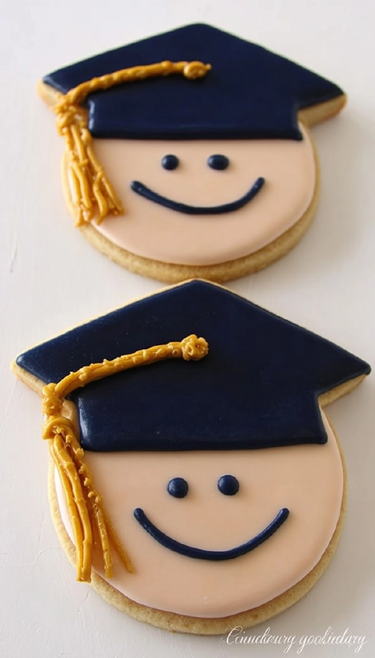 Graduation Cap & Diploma Sugar Cookies