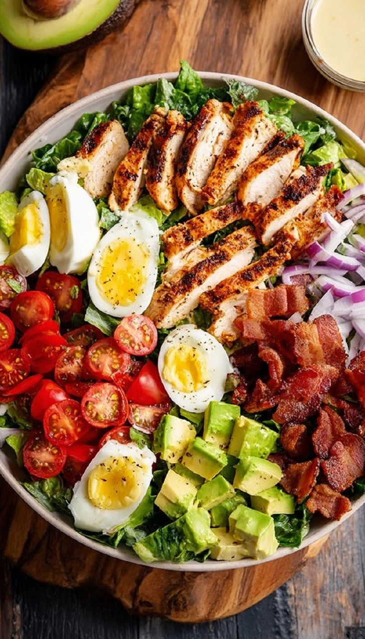 Healthy Grilled Chicken Cobb Salad with Honey Dijon Dressing