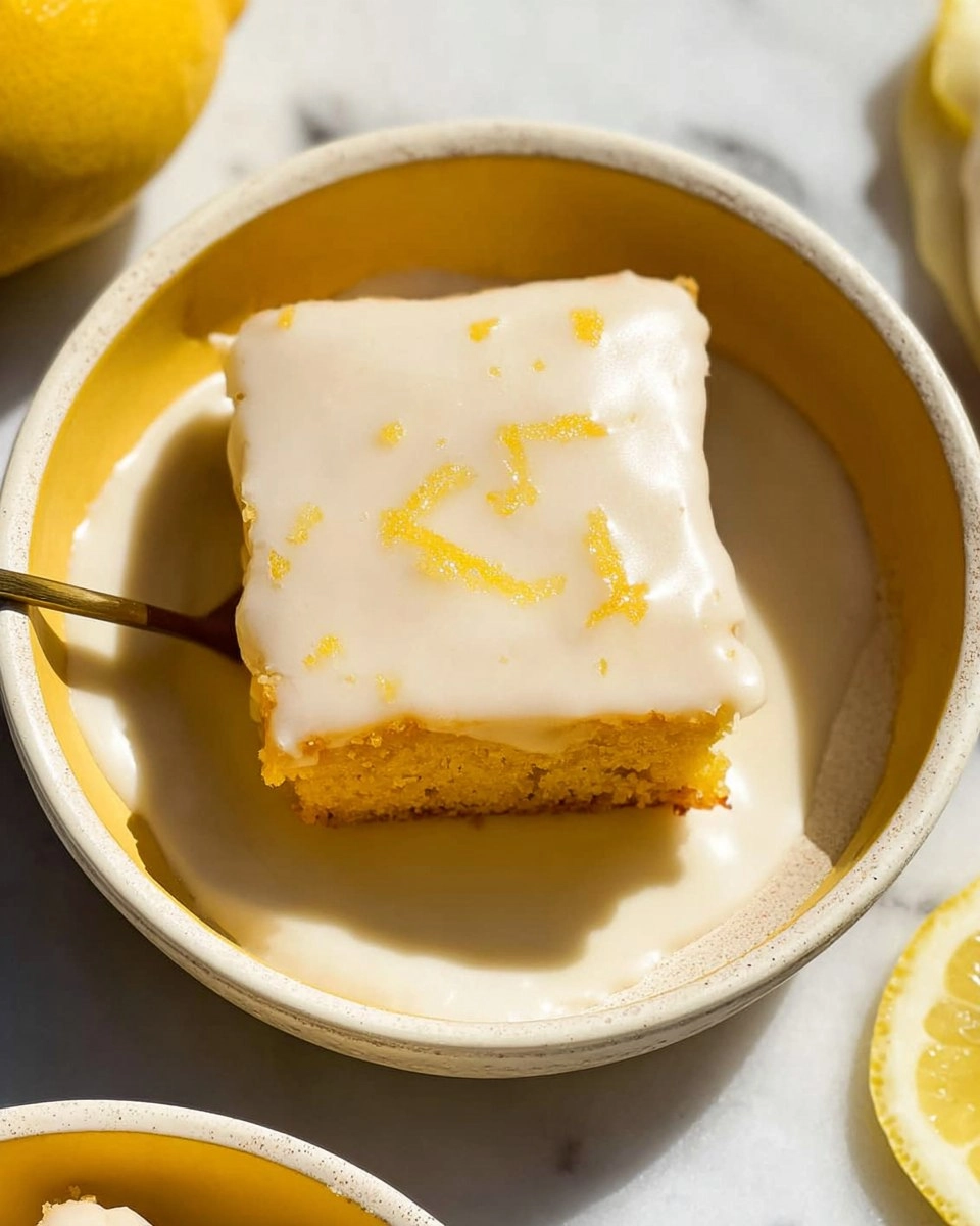 Soft and Bright Lemon Brownies with White Chocolate Glaze