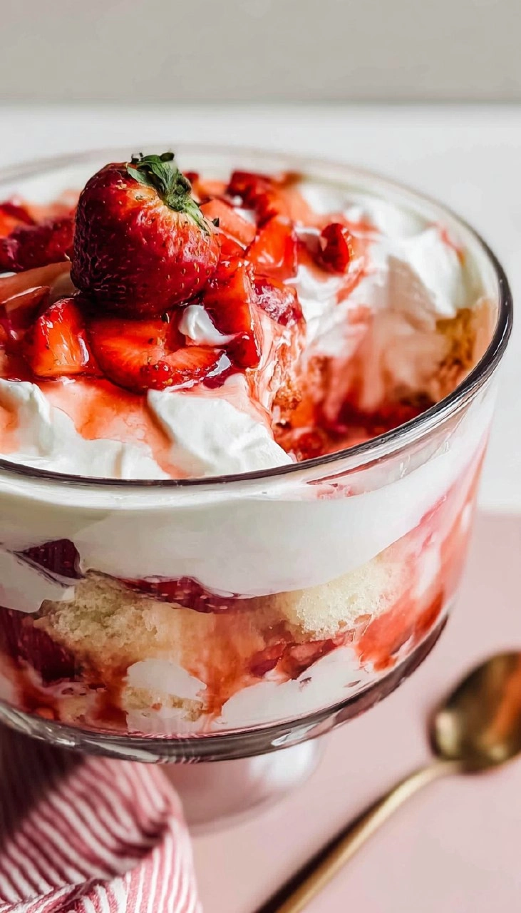 Strawberry Shortcake Trifle with Angel Food Cake