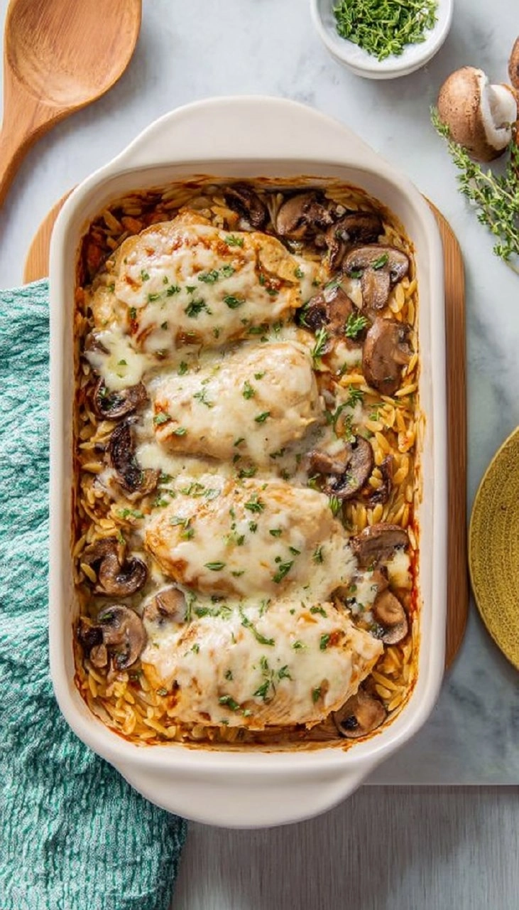 Creamy Chicken Orzo Bake